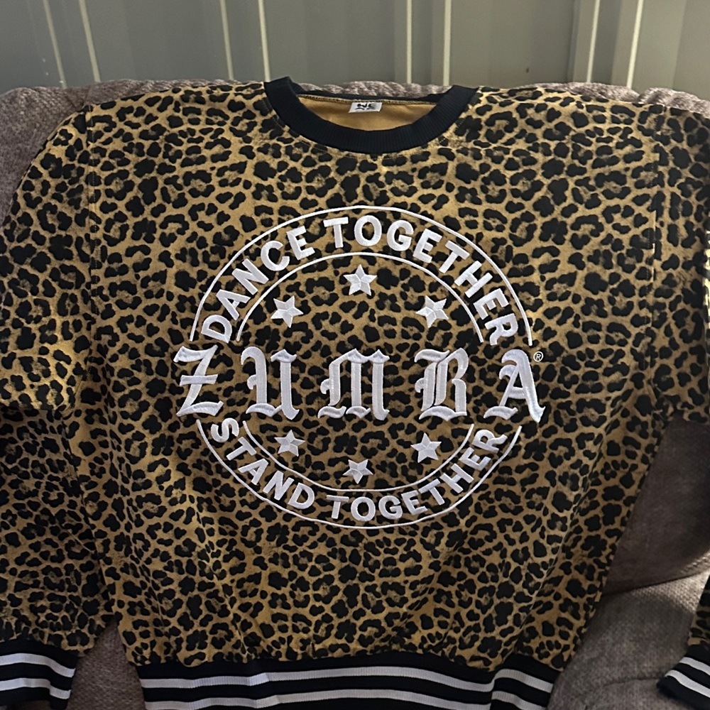 Zumba Fitness Black and Tan Leopard Sweatshirt - Picture 2 of 8